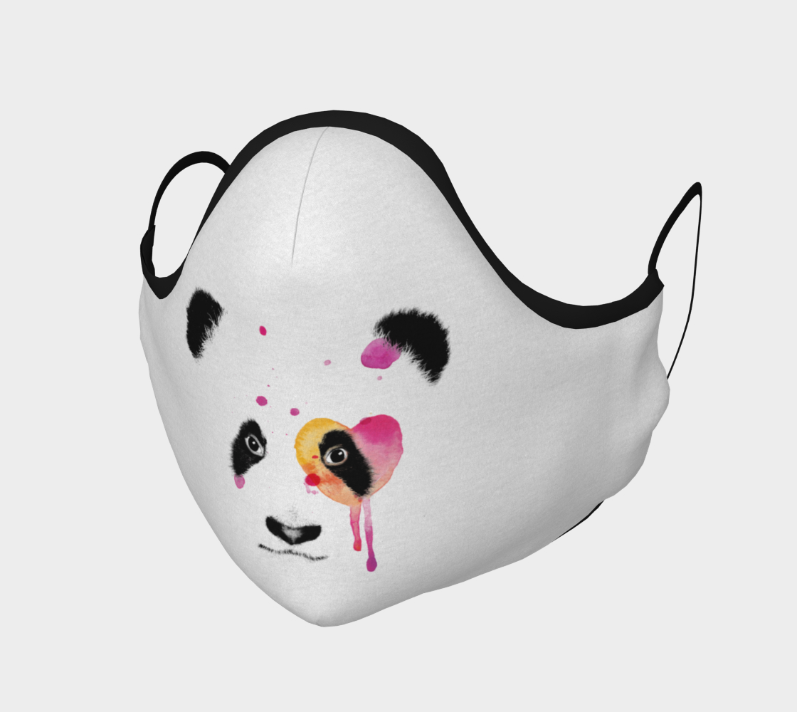 Sad Panda Heart Tears Animal Face Covering 3D preview