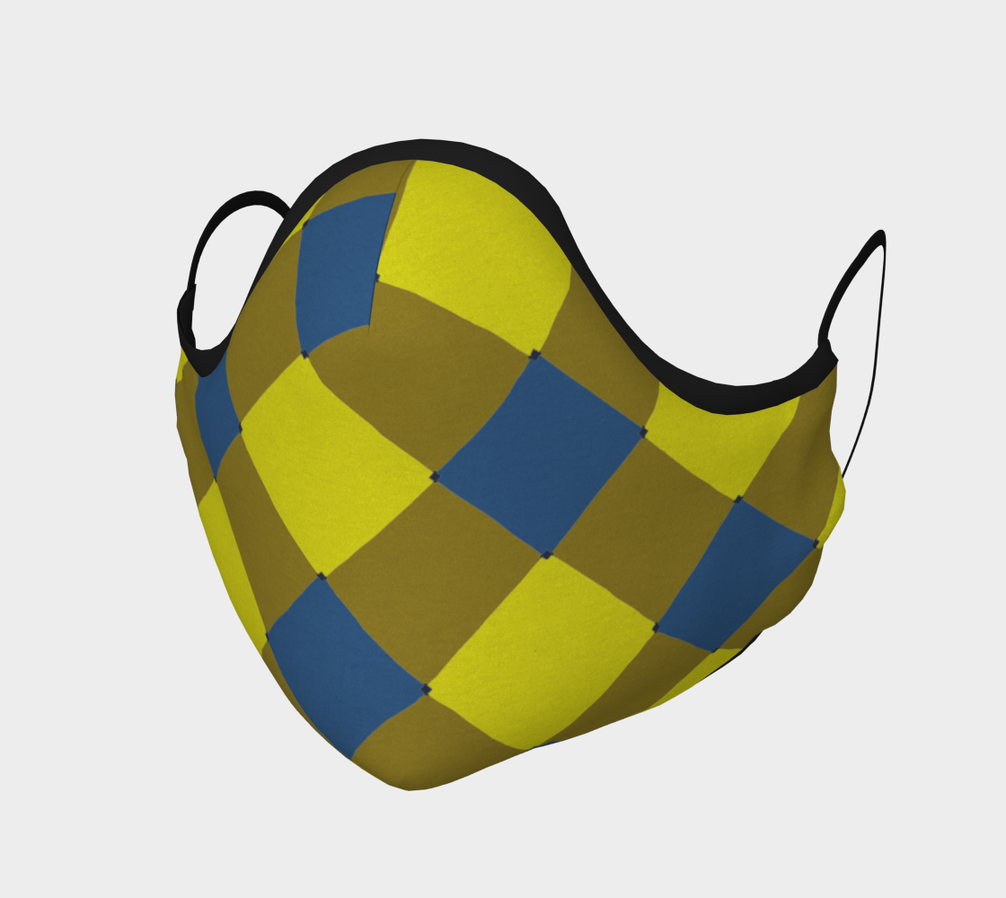 Aperçu de Blue and Yellow Plaid Face Mask #1