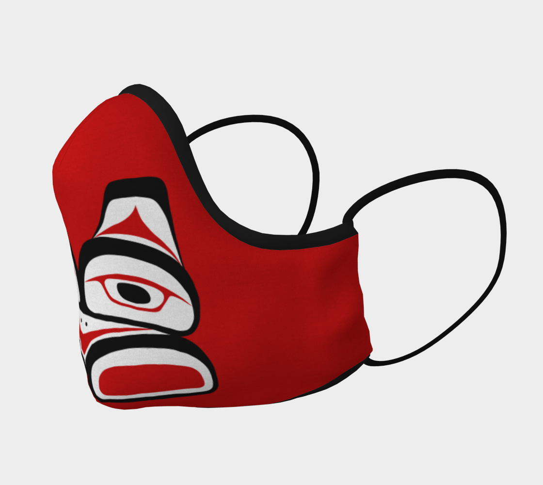 Warrior Totem Pacific Northwest Formline Face Mask Red Background Teal Inside preview #2