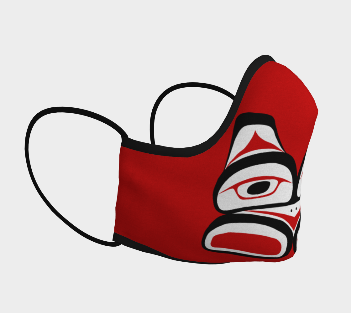 Warrior Totem Pacific Northwest Formline Face Mask Red Background Teal Inside preview #3
