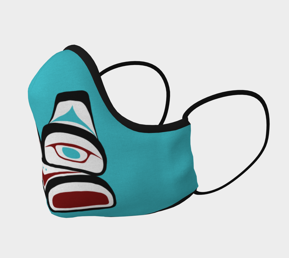 Warrior Totem Pacific Northwest Formline Face Mask Teal Background With Teal Inside Designs preview #2