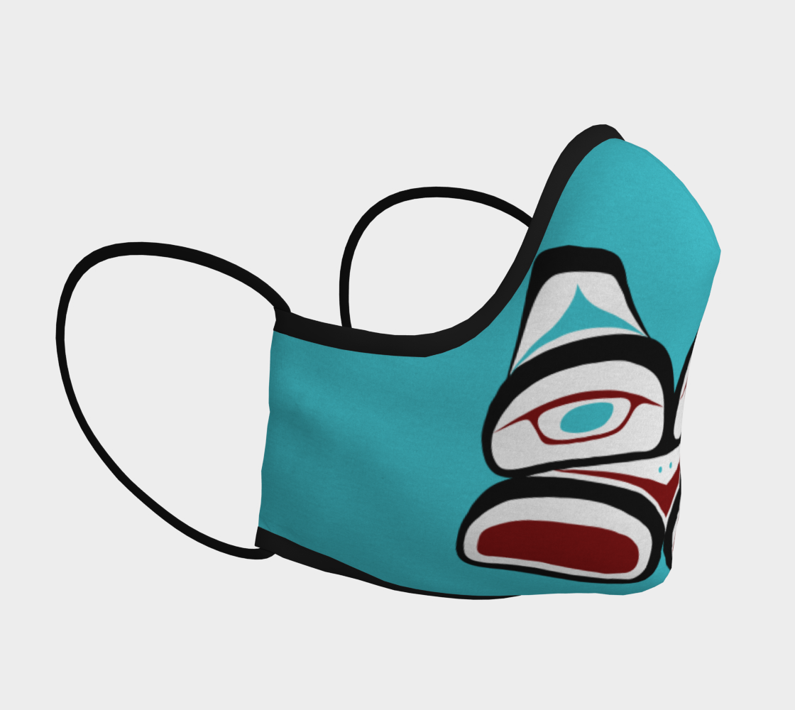 Warrior Totem Pacific Northwest Formline Face Mask Teal Background With Teal Inside Designs preview #3