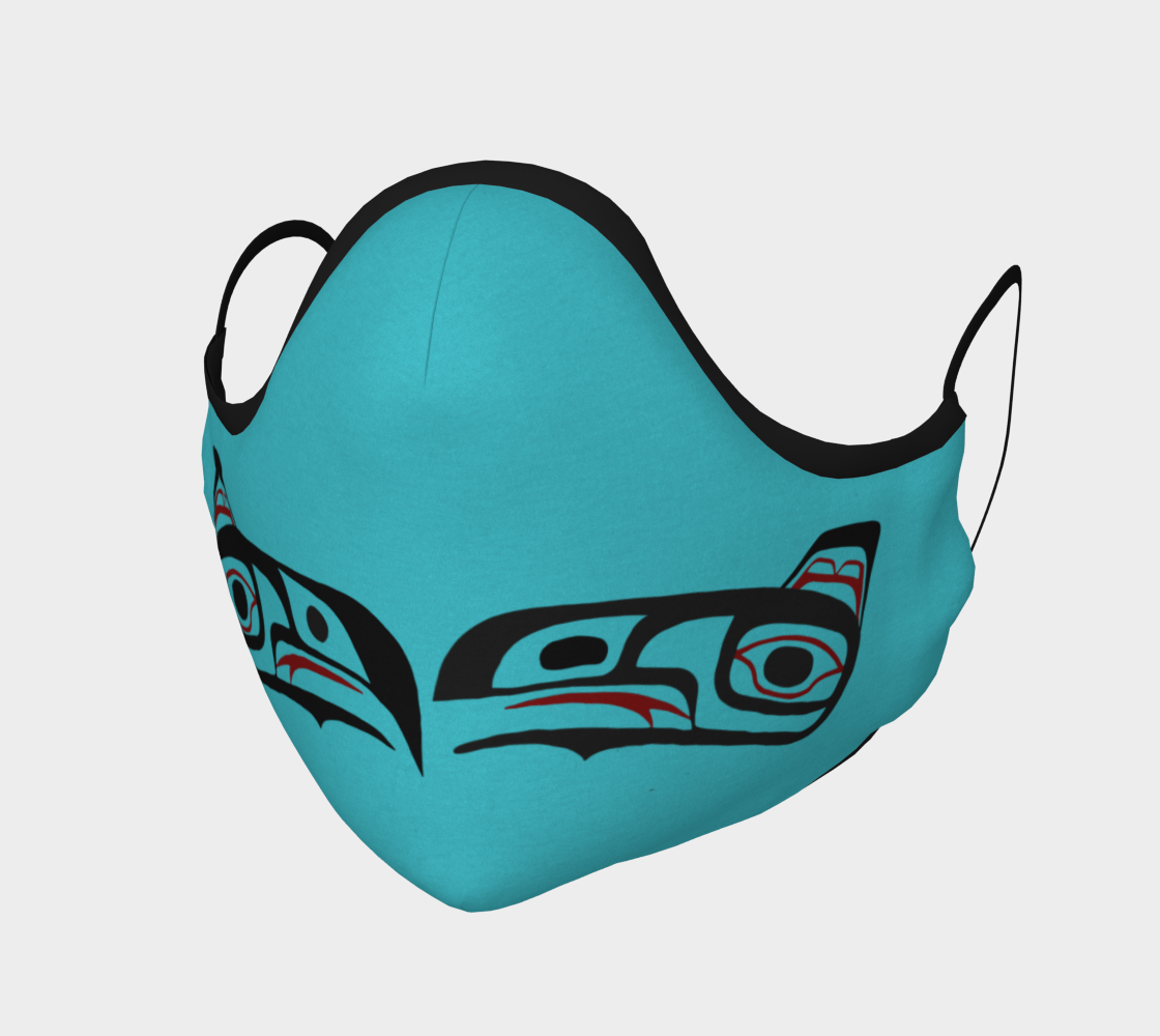 Eagle Raven Northwest Art Tlingit  Facemask Teal on Reverse preview