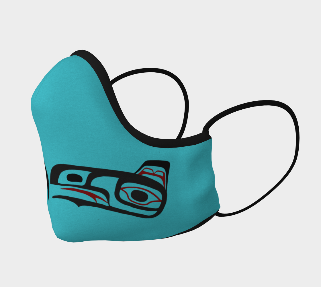 Eagle Raven Northwest Art Tlingit  Facemask Teal on Reverse preview #2