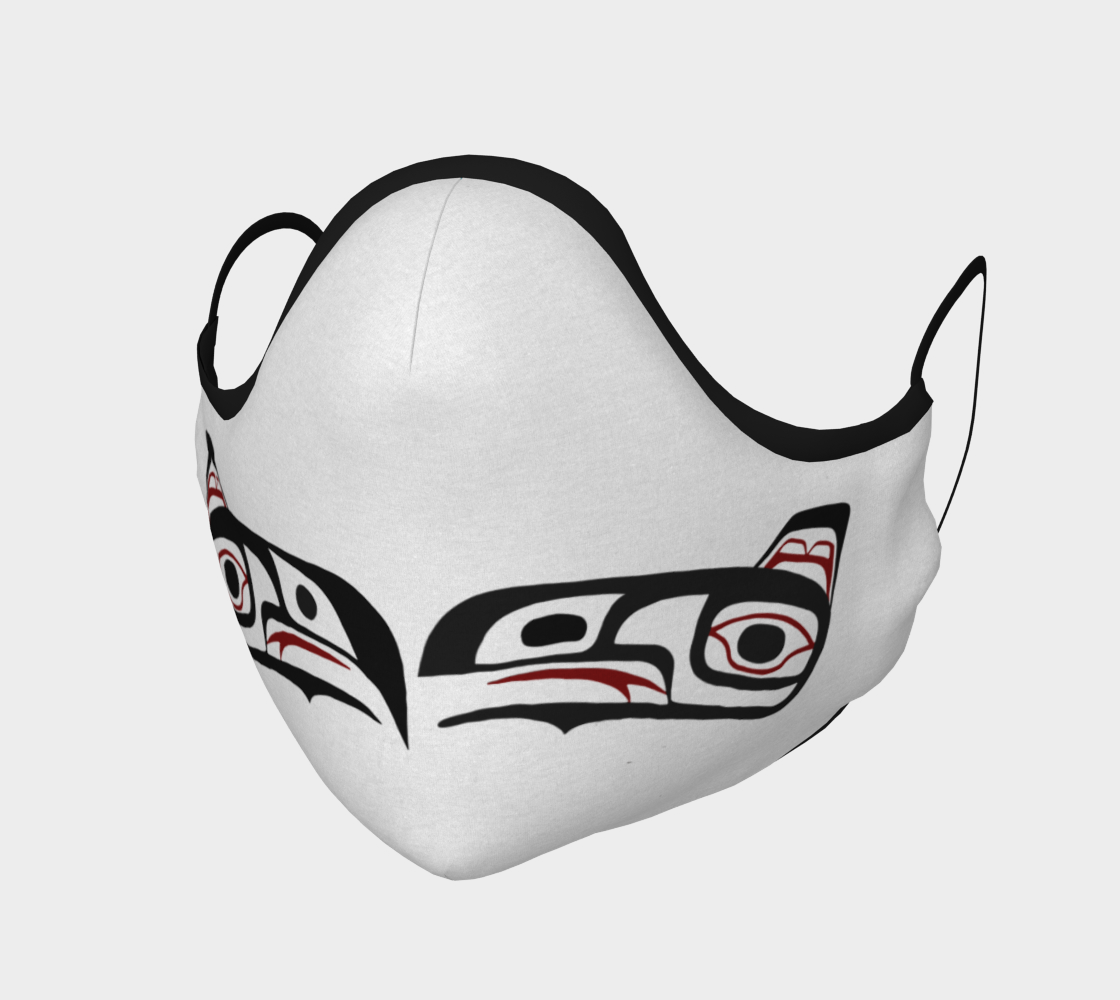 Eagle Raven Northwest Art Tlingit Face Mask on White With Teal on Reverse preview