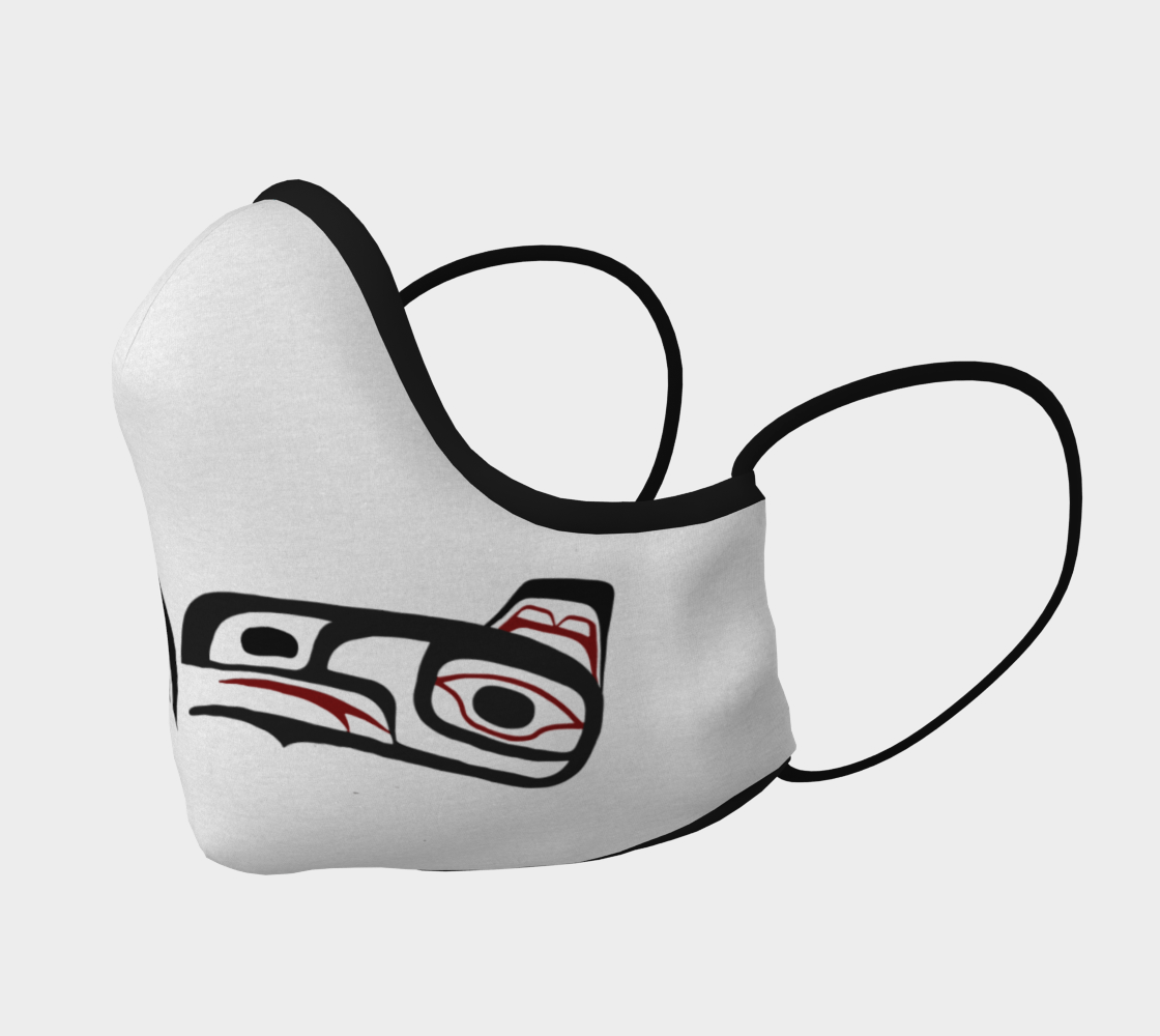 Eagle Raven Northwest Art Tlingit Face Mask on White With Teal on Reverse thumbnail #3