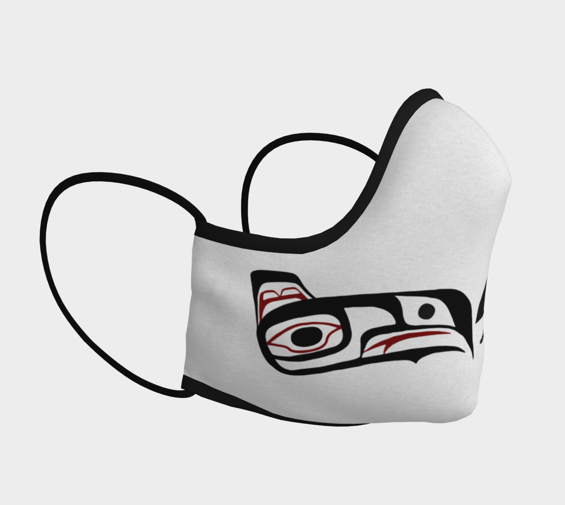 Eagle Raven Northwest Art Tlingit Face Mask on White With Teal on Reverse preview #3