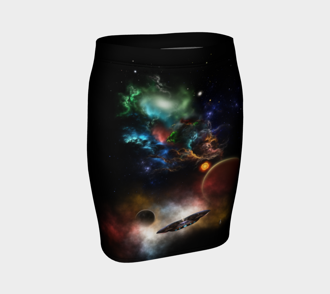 Beyond Space & Time Fractal Art II Spacescape Fitted Skirt preview