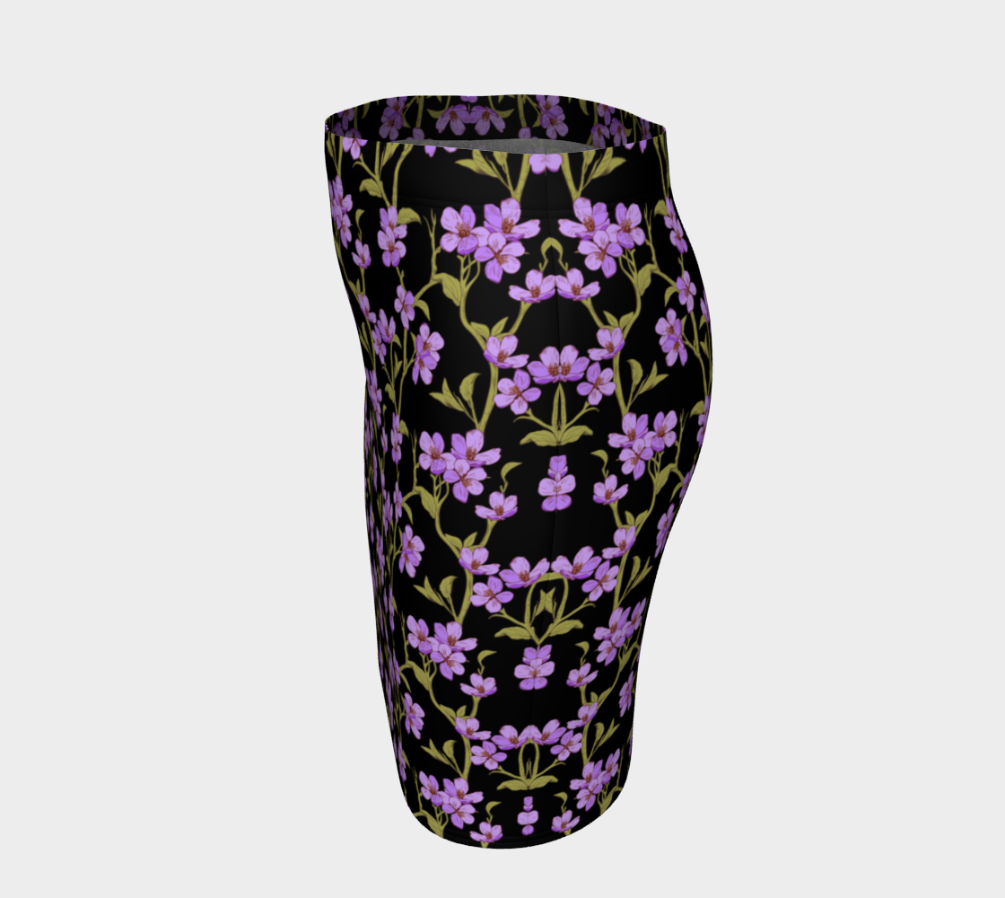 Violet Flowers On Green Vines Fitted Skirt thumbnail #3