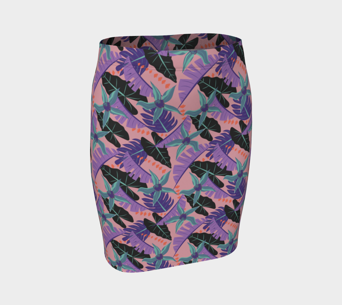 Purple Tropical Leaves Fitted Skirt preview