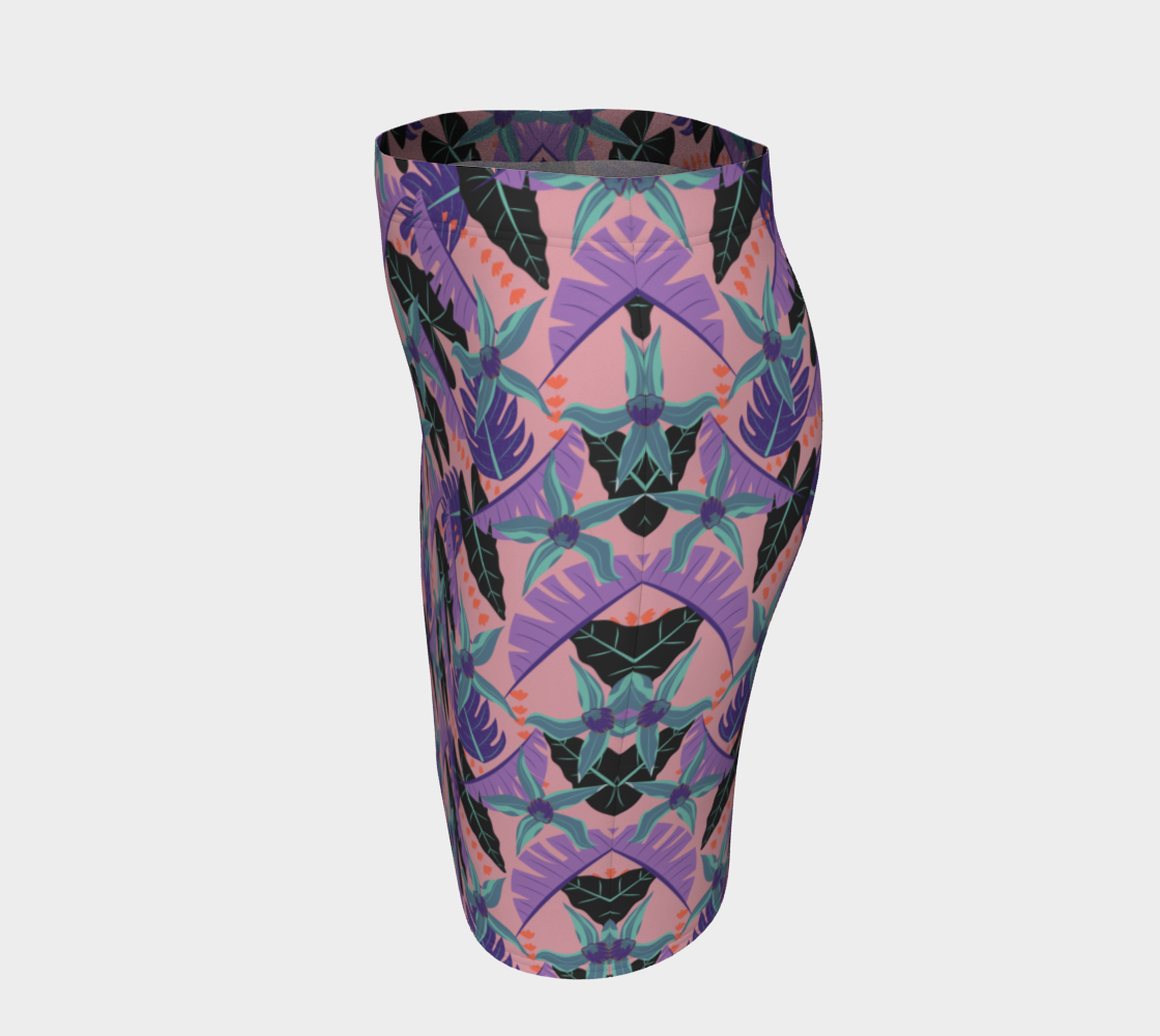 Purple Tropical Leaves Fitted Skirt preview #2