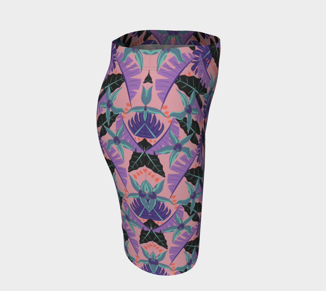 Purple Tropical Leaves Fitted Skirt preview #3