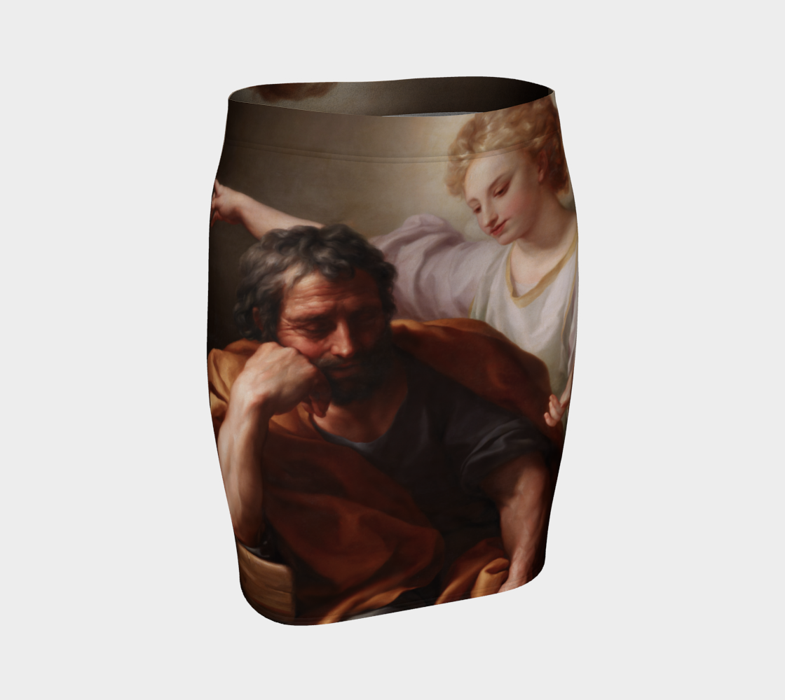 The Dream of St. Joseph by Anton Raphael Mengs Fitted Skirt preview