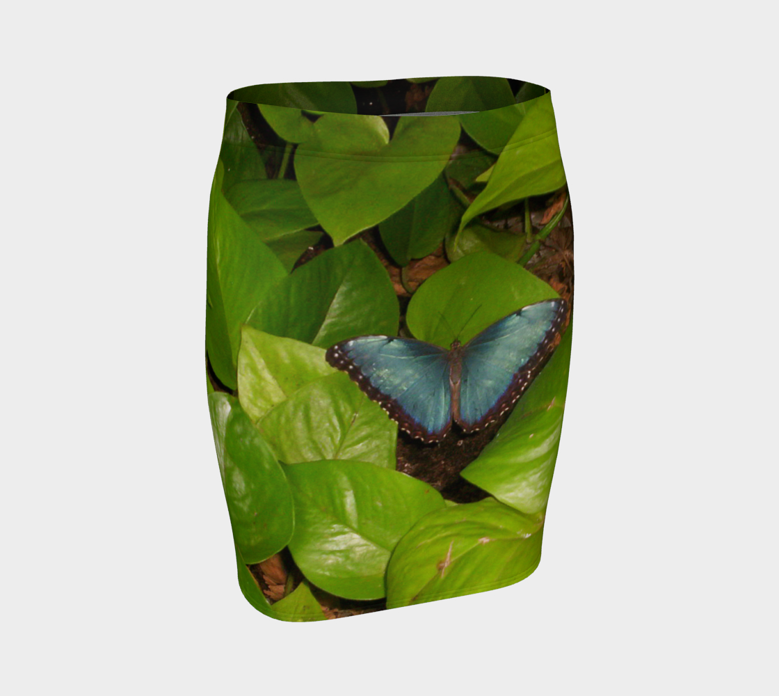 Aperçu de Blue Morpho Butterfly Fitted Skirt