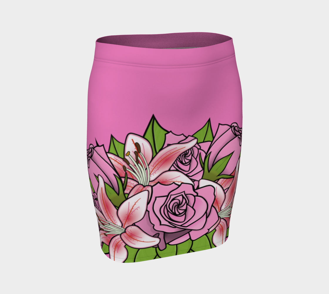 Aperçu de Bouquet of Flowers Fitted Skirt #1