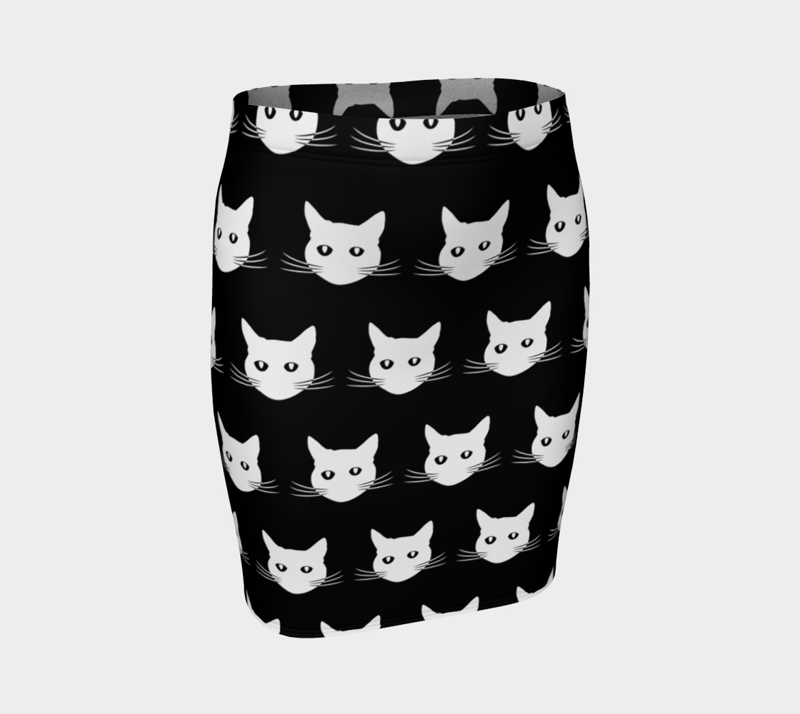 Aperçu de White Cat Pattern - Fitted Skirt