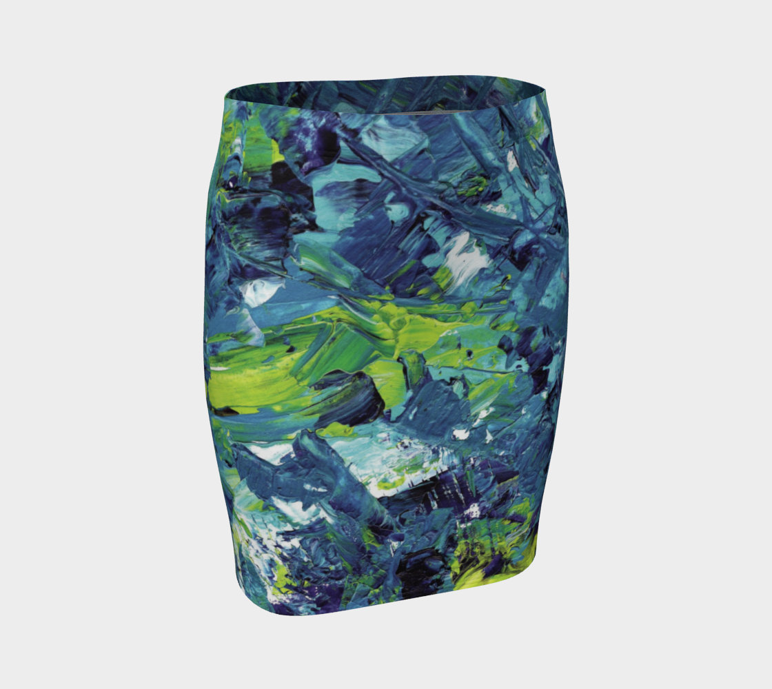 Aperçu de Skirt _ Painting-Blue and Green