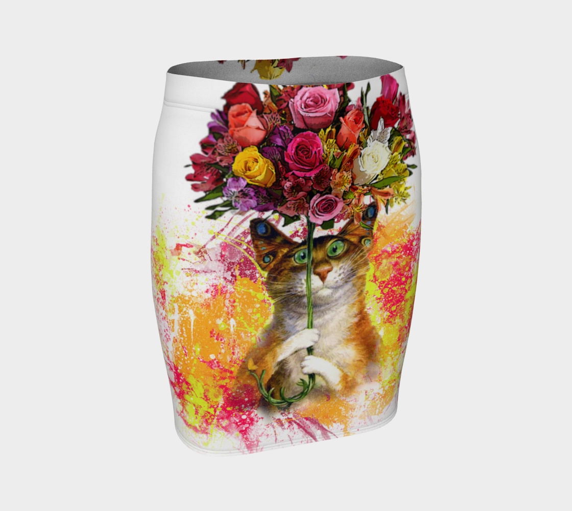 A cat with a huge bouquet of flowers. Bright colors preview