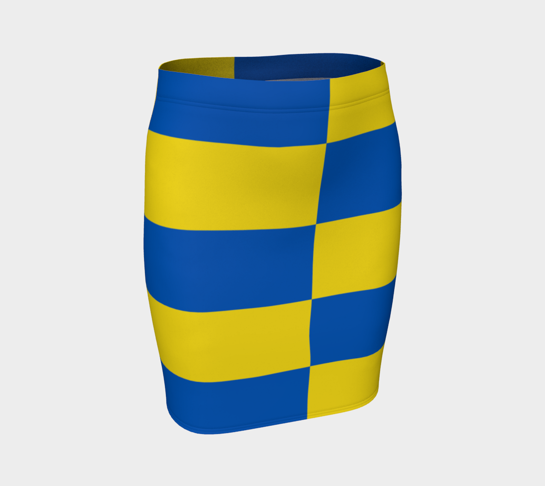 Aperçu de Blue and Yellow Ukraine Flag Pattern Fitted Skirt, AWSSG