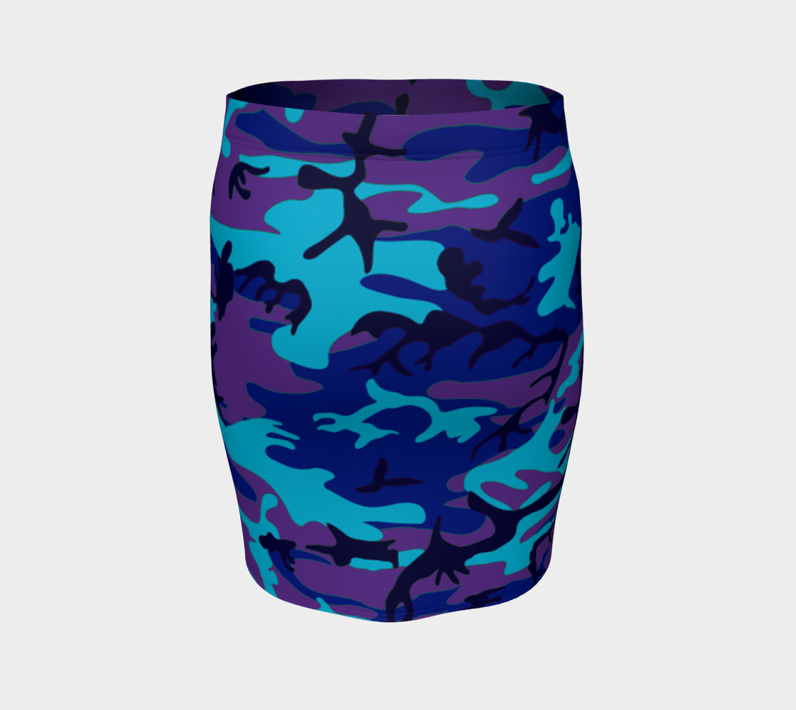 Aperçu de Blue and Purple Camouflage Fitted Skirt #4