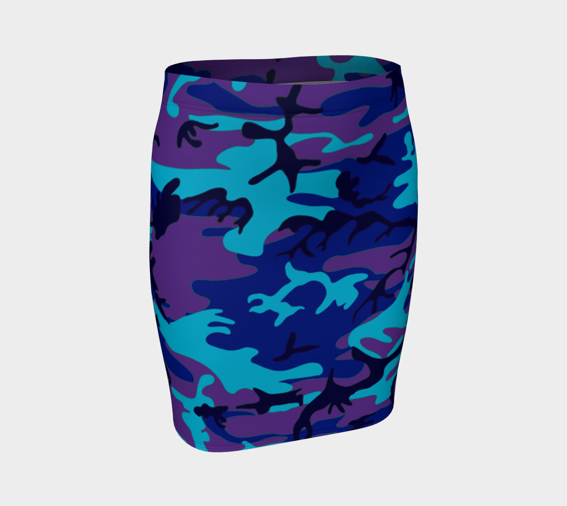 Blue and Purple Camouflage Fitted Skirt preview