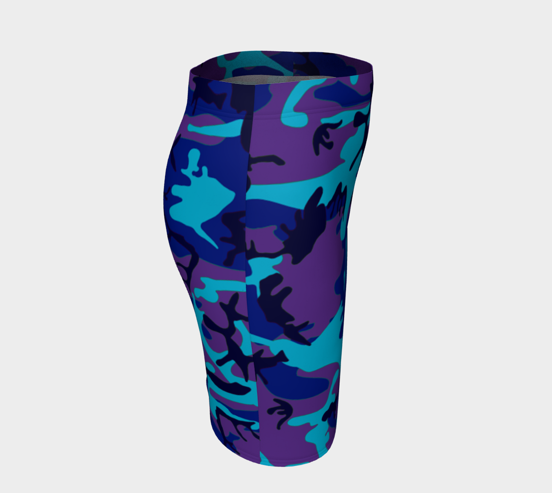 Aperçu de Blue and Purple Camouflage Fitted Skirt #3