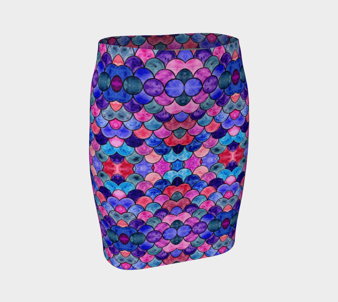 Blue and Purple Scales Pattern Fitted Skirt preview
