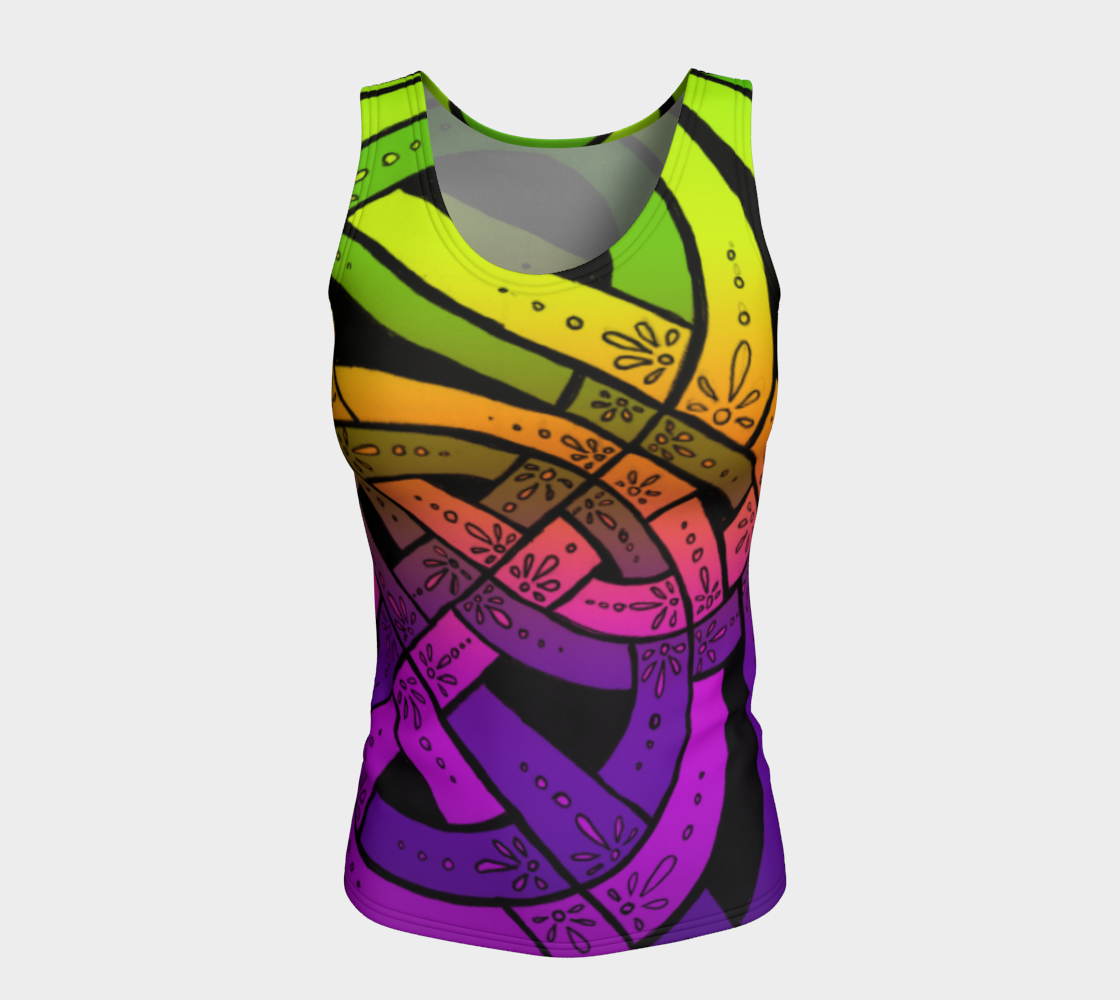 Aperçu de Blacklight Sherbet I I, Celtic Knot, Rainbow Ombre, Tank Top #5