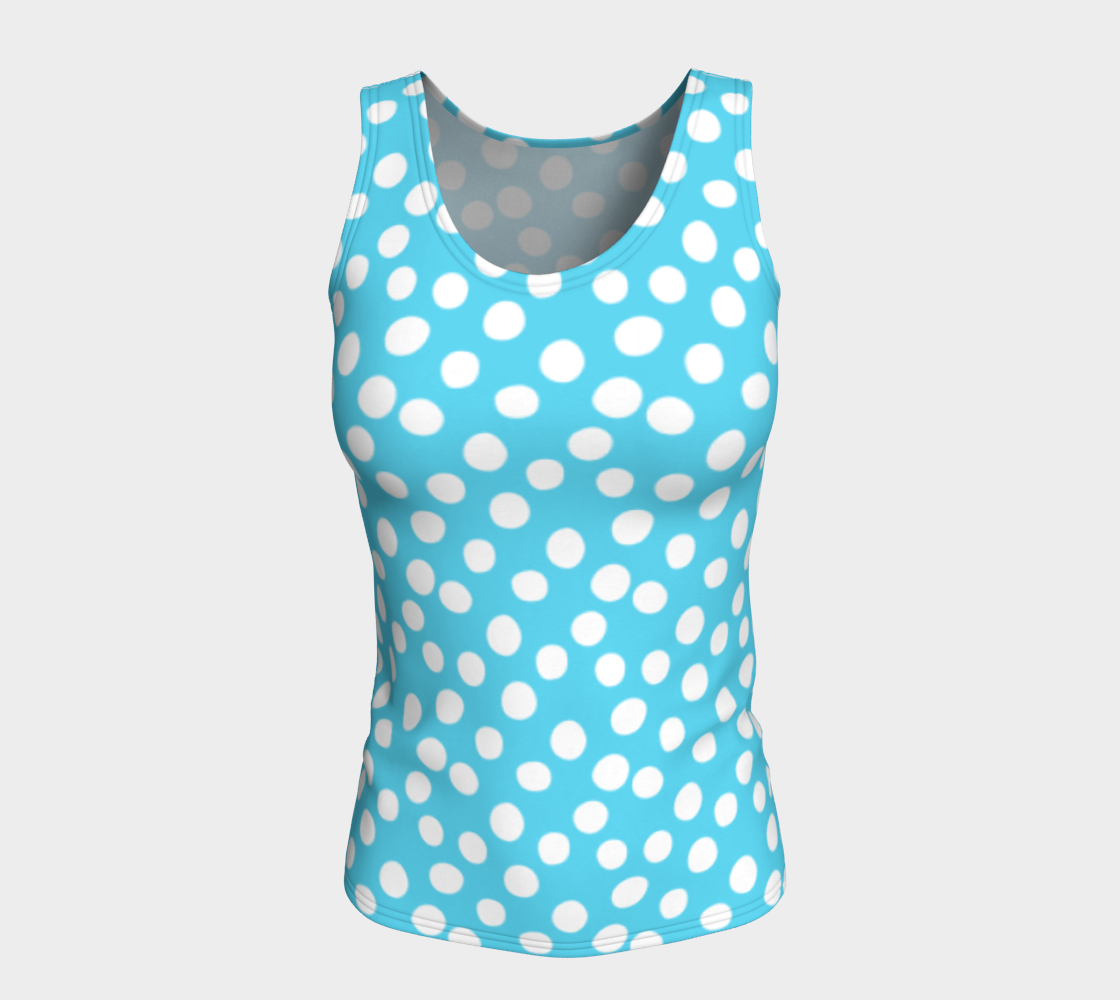 All About the Dots Fitted Tank Top - Blue preview #5