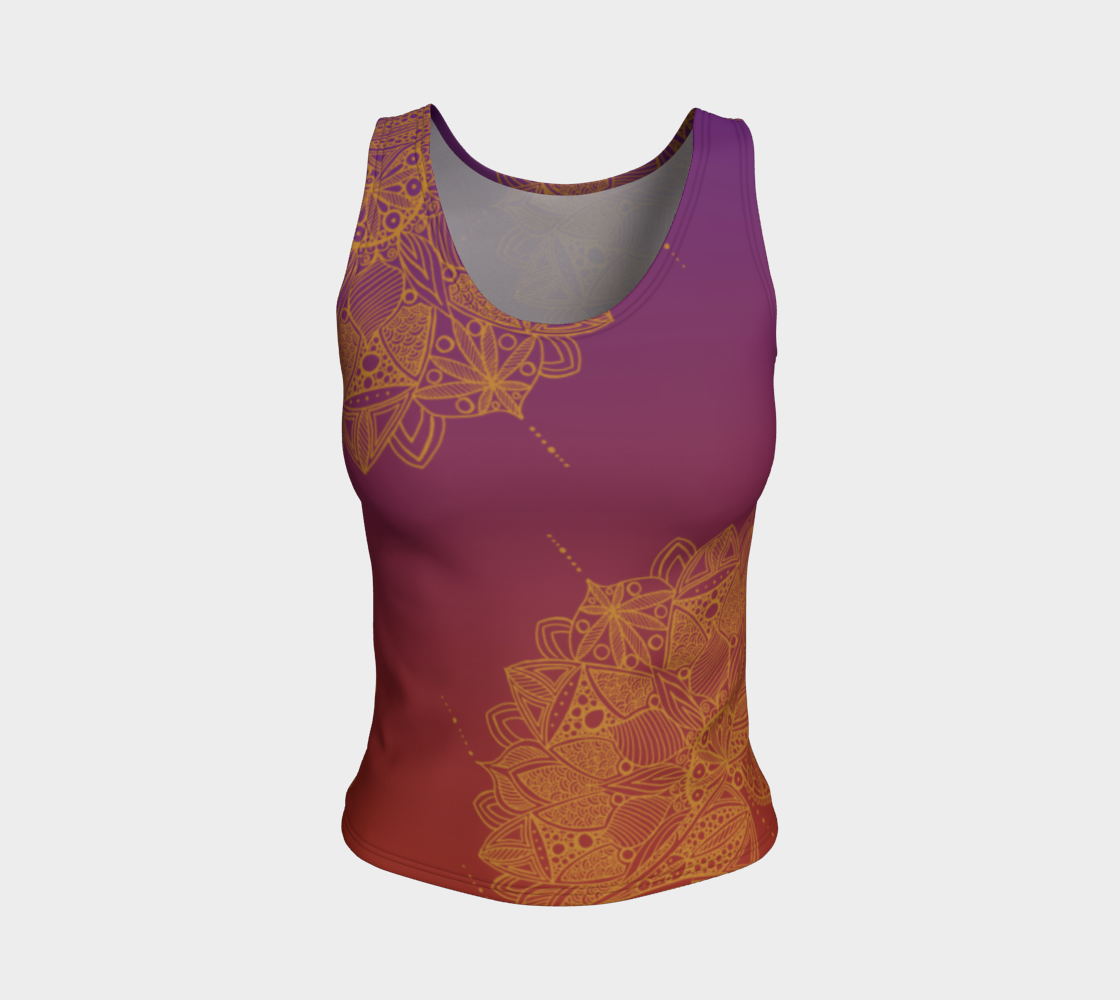 Red and Purple Mandala Pattern Fitted Tank Top preview