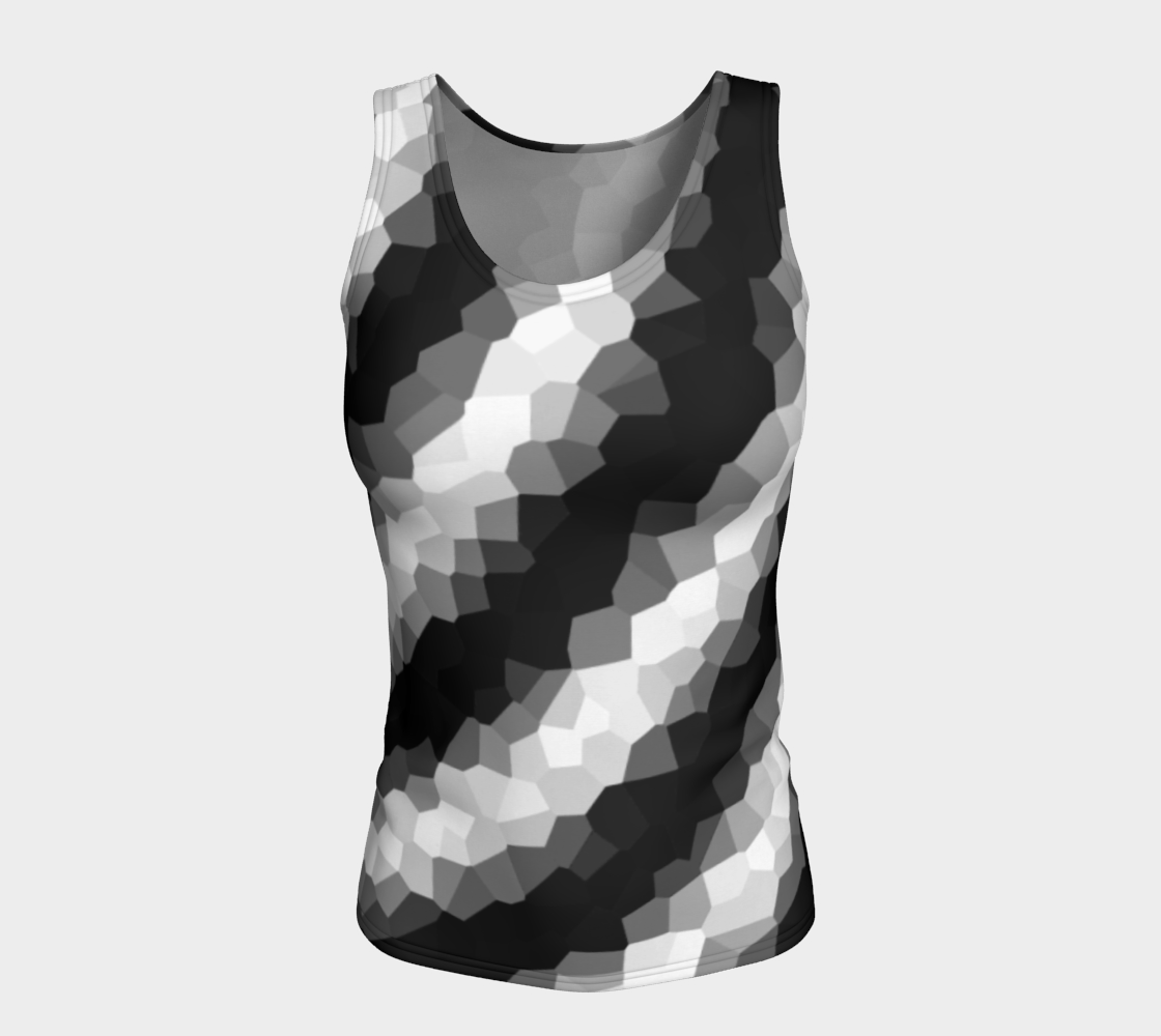 Black White Curve Fitted Tank Top thumbnail #6