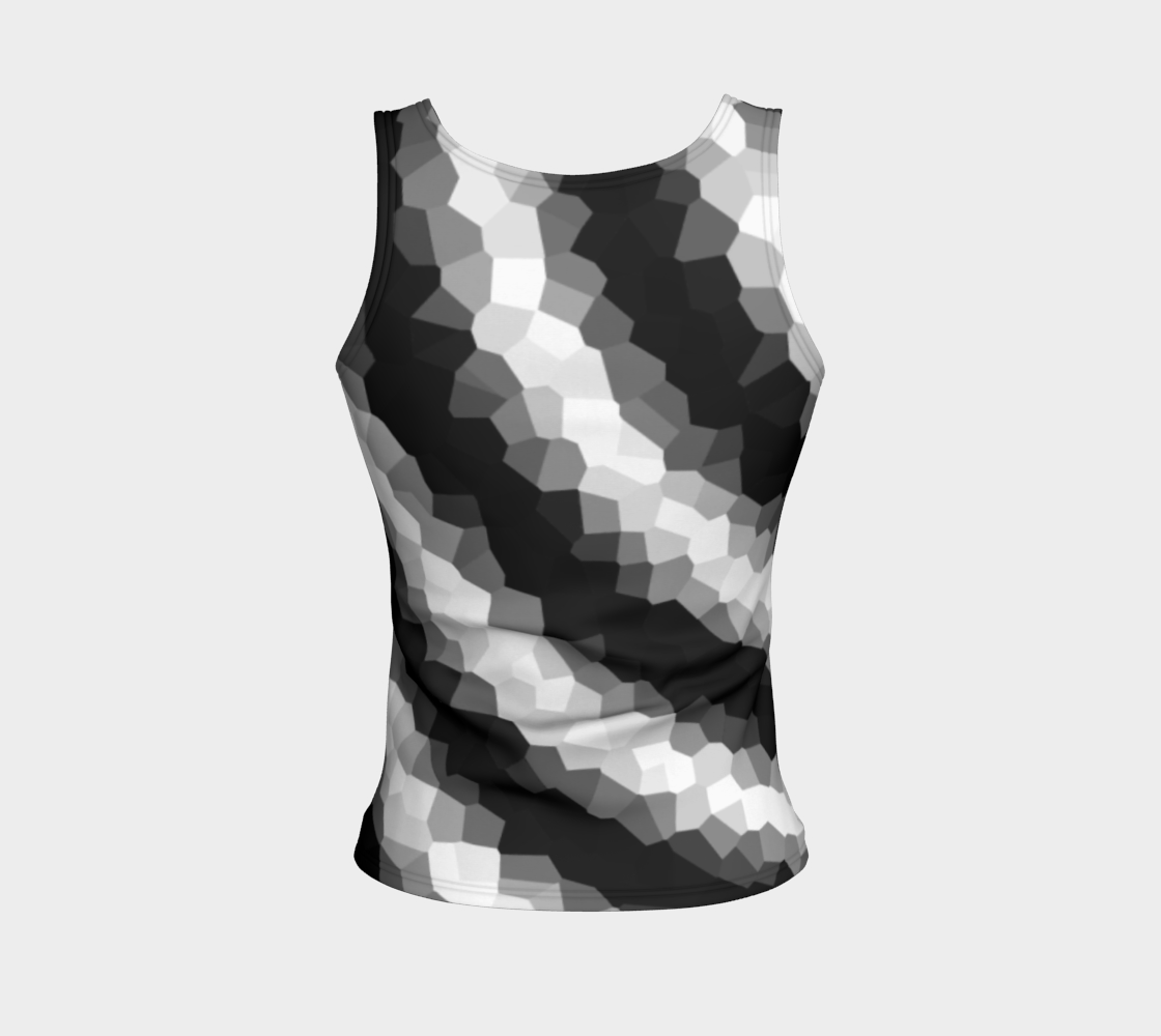 Black White Curve Fitted Tank Top thumbnail #3