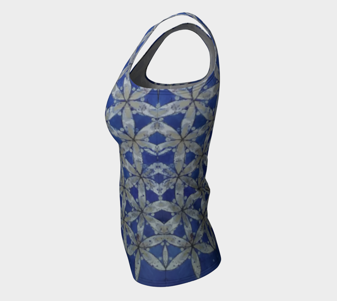 Blue & White Floral Flower of Life Tank preview #7