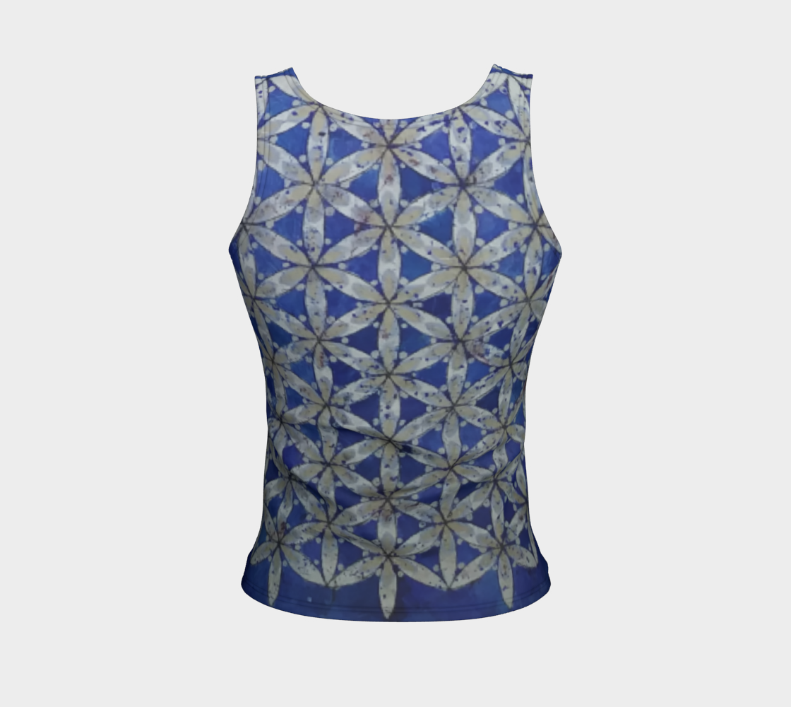 Blue & White Floral Flower of Life Tank 3D preview