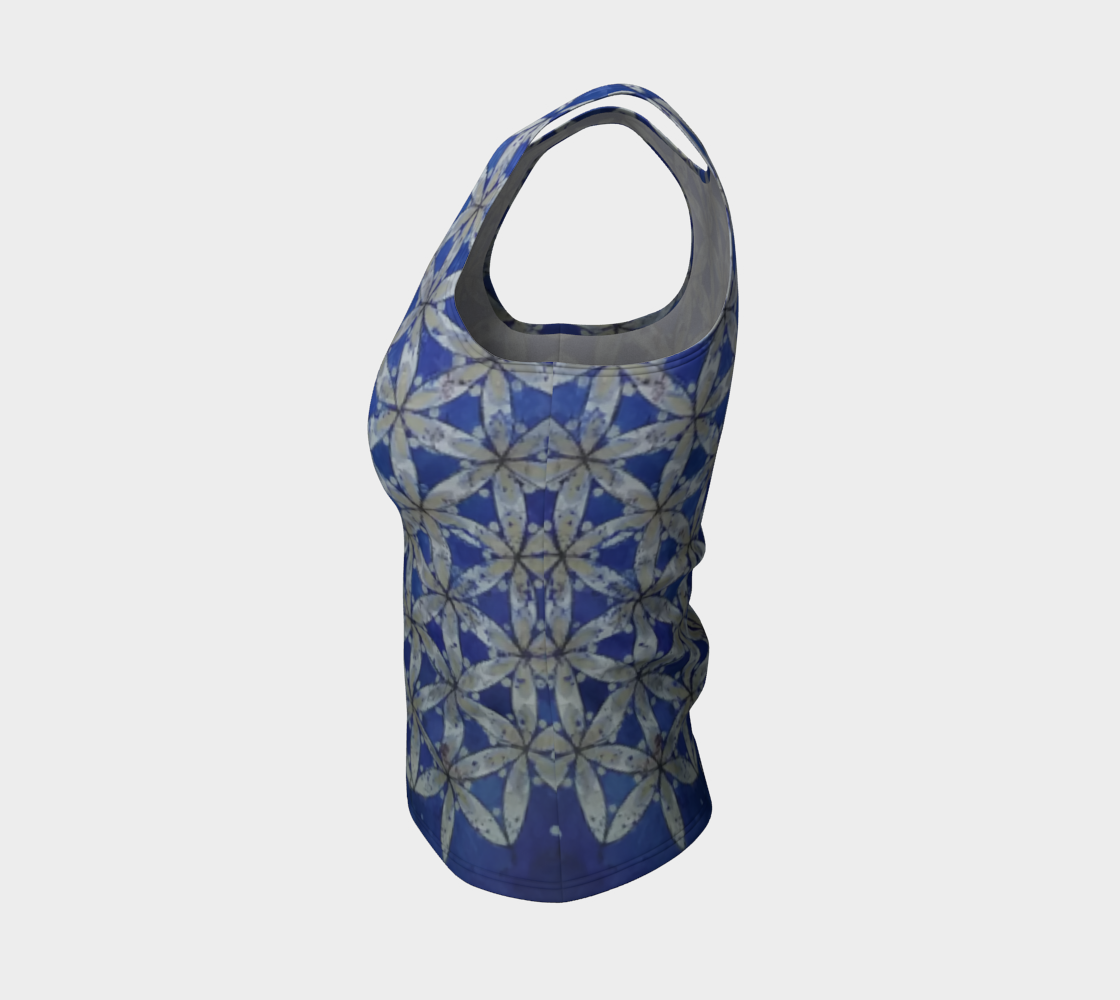 Blue & White Floral Flower of Life Tank preview #3