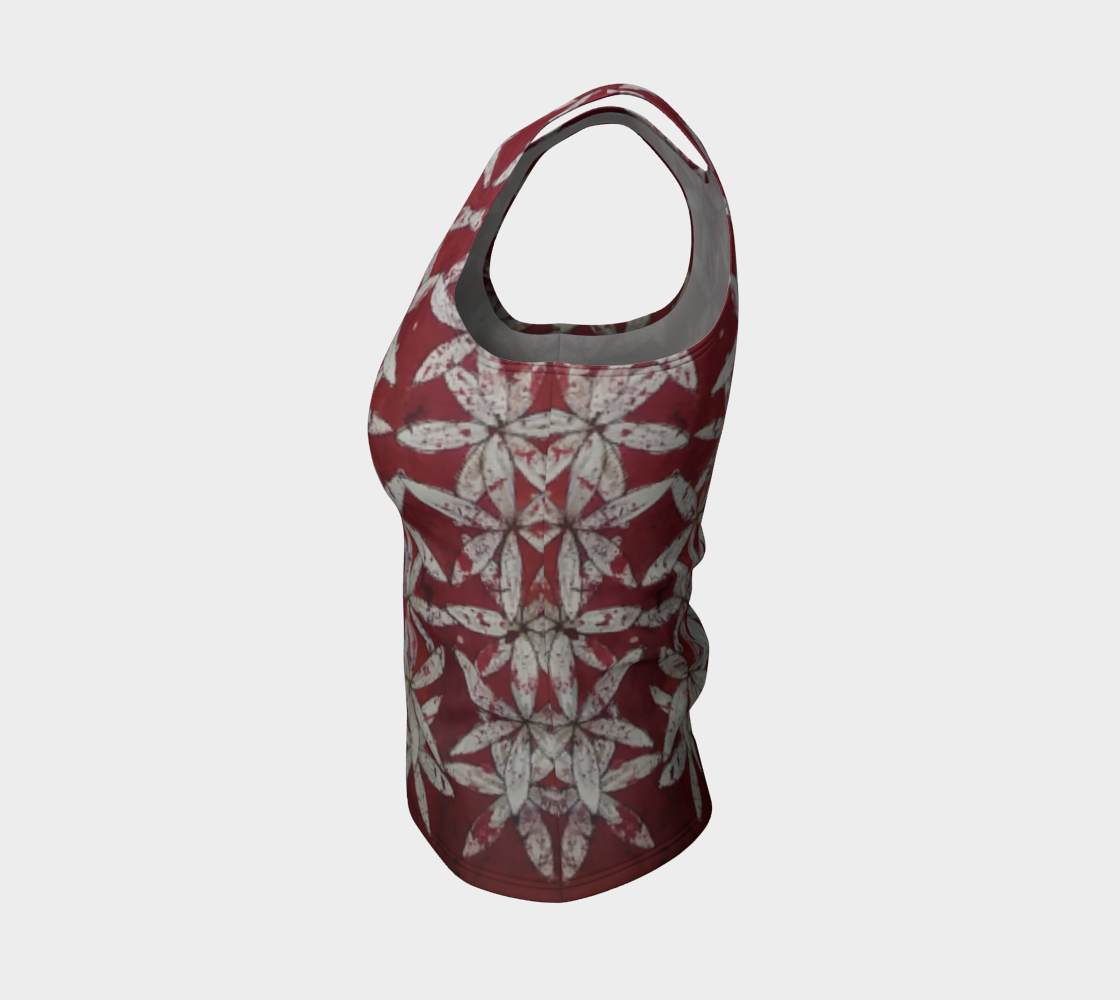 Red & White Floral Stripes Tank preview #3