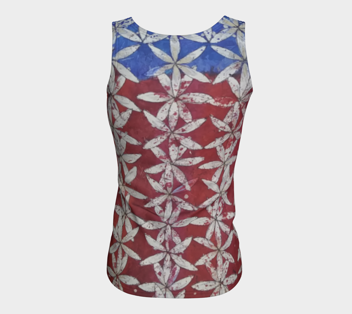 Red White & Blue Floral Flower of Life Patriotic Tank thumbnail #7