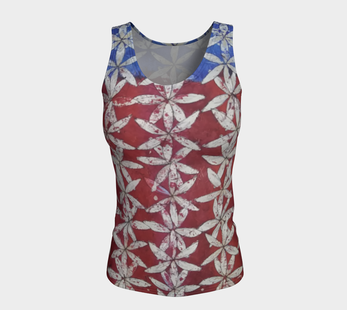 Red White & Blue Floral Flower of Life Patriotic Tank preview #5