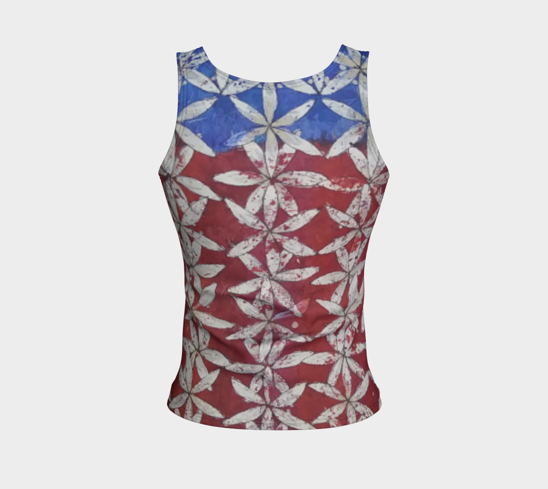 Red White & Blue Floral Flower of Life Patriotic Tank 3D preview