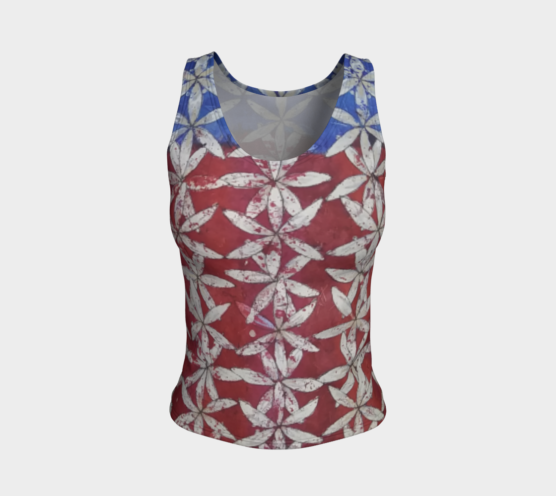 Red White & Blue Floral Flower of Life Patriotic Tank preview