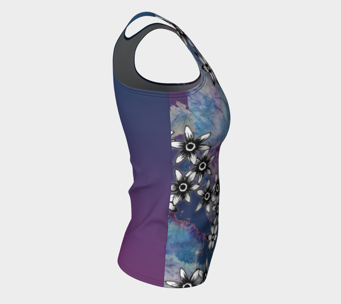 Purple Blue Dark Ombre Back Floral Tank preview #8