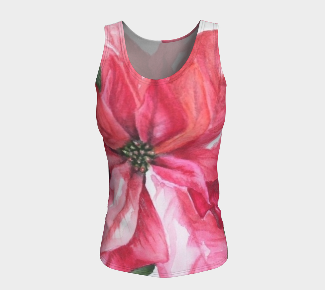 Red Poinsettia Fitted Tank Top preview #5