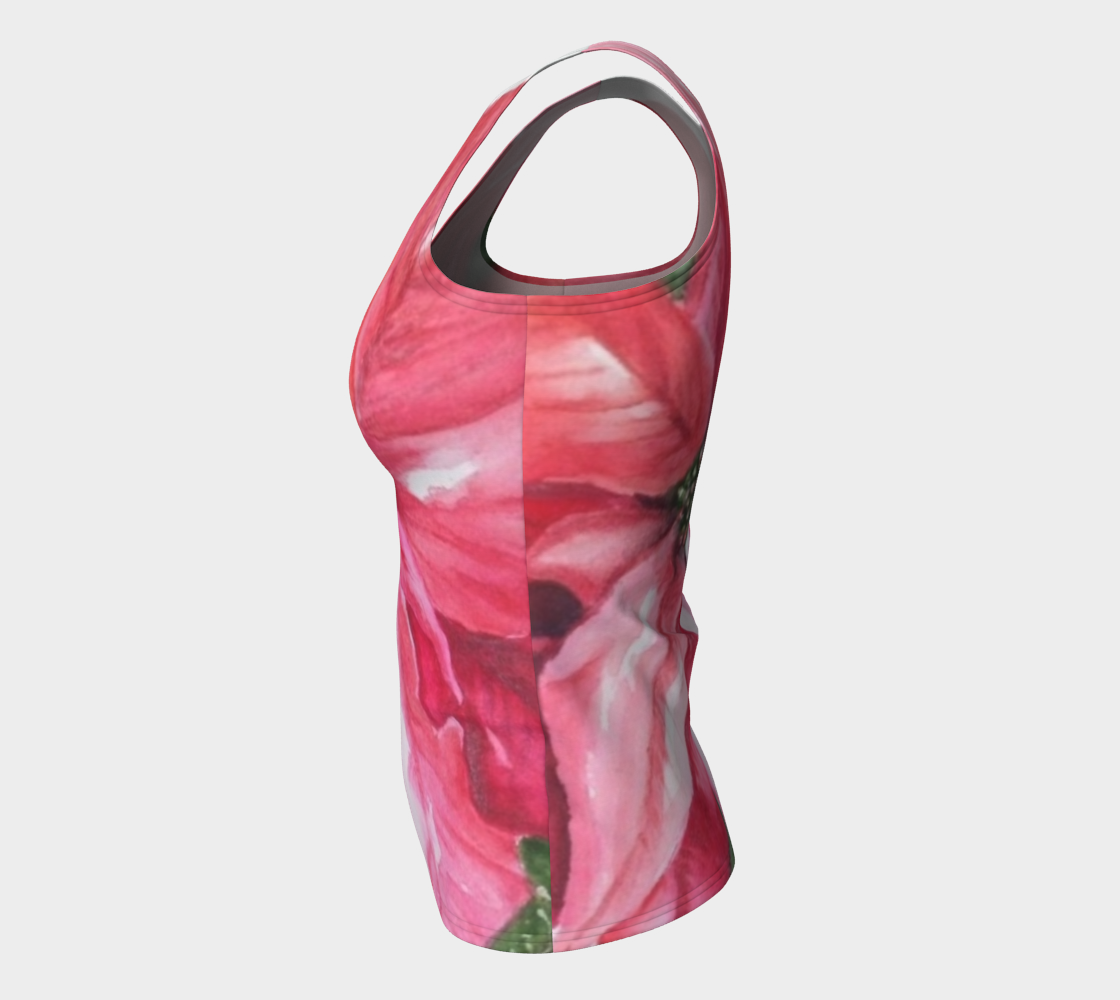Red Poinsettia Fitted Tank Top preview #7