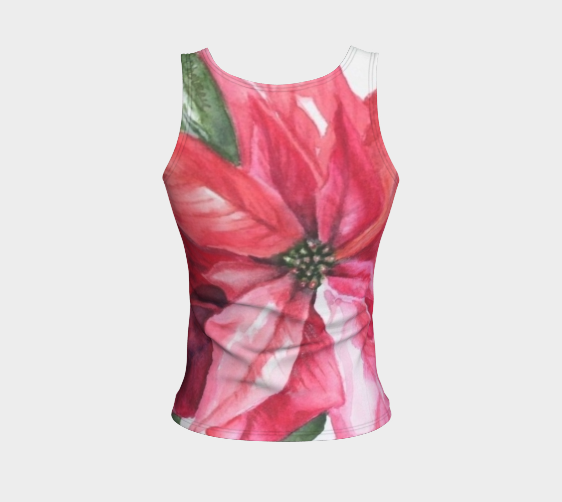 Red Poinsettia Fitted Tank Top preview #2