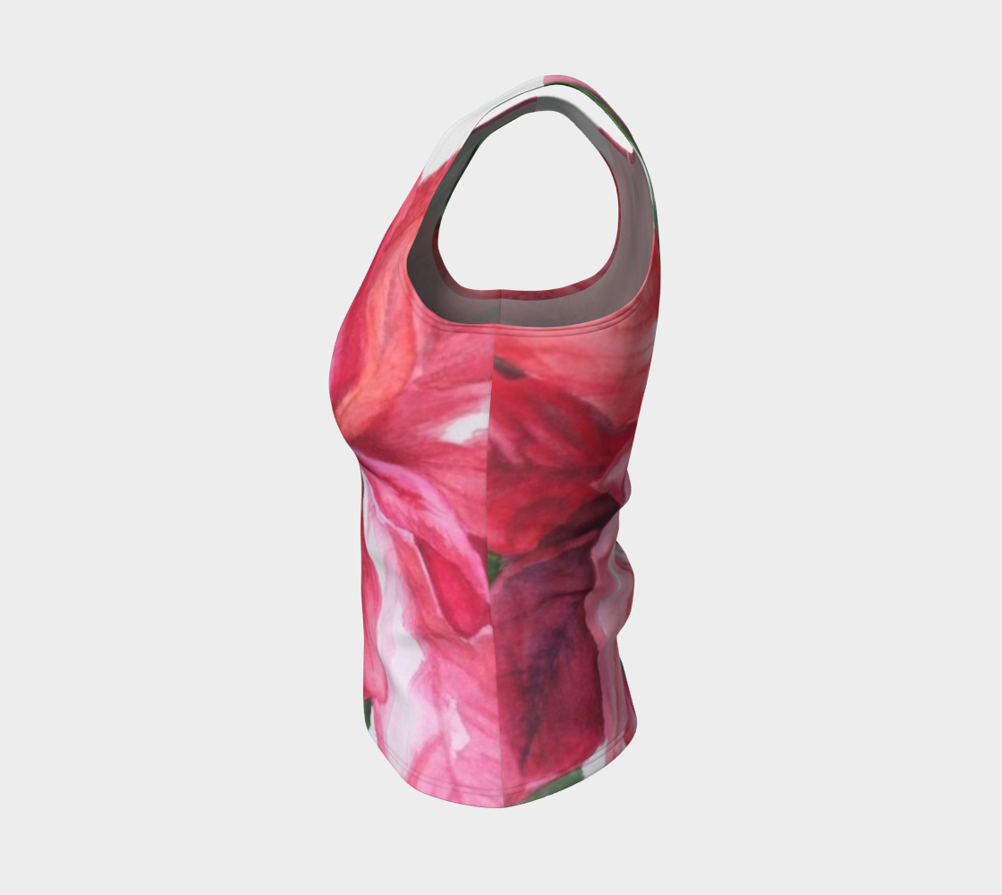 Red Poinsettia Fitted Tank Top preview #3