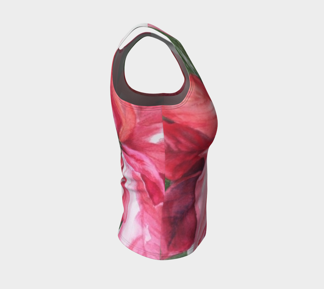 Red Poinsettia Fitted Tank Top preview #4