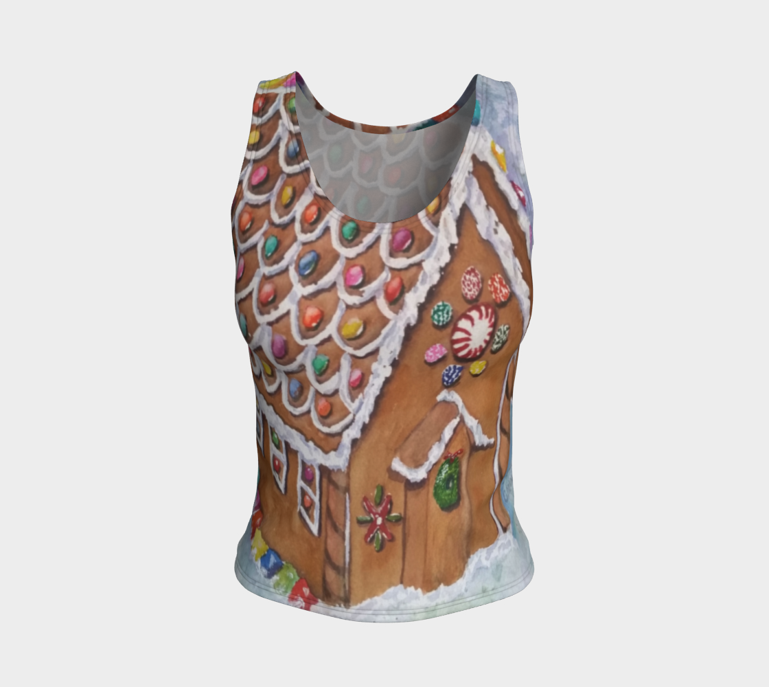 Gingerbread House Fitted Tank Top preview