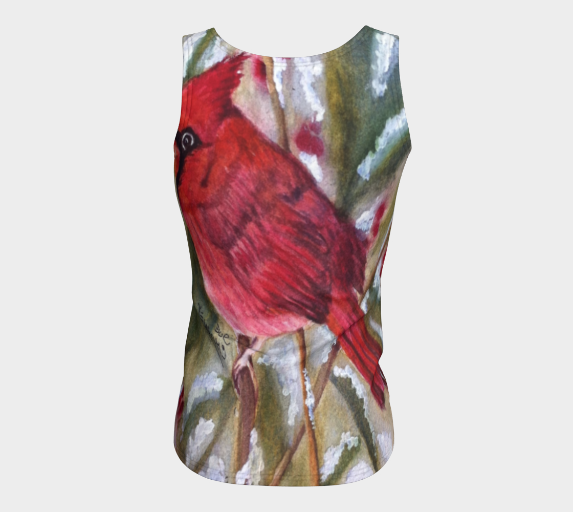 Red Cardinal Bird Fitted Tank Top preview #6