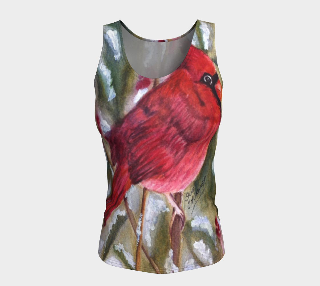 Red Cardinal Bird Fitted Tank Top preview #5