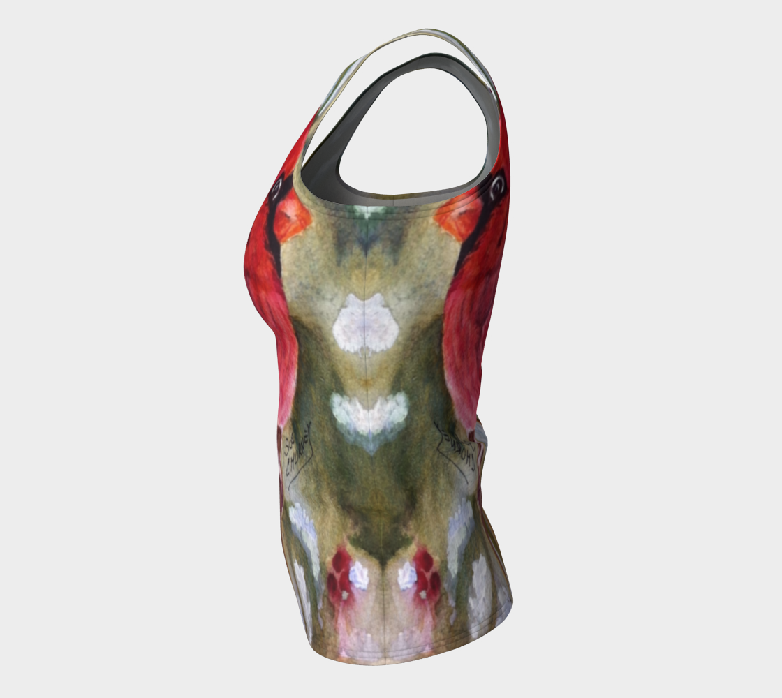 Red Cardinal Bird Fitted Tank Top preview #7